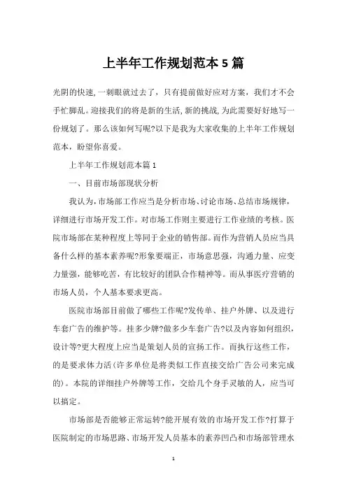 上半年工作规划范本5篇