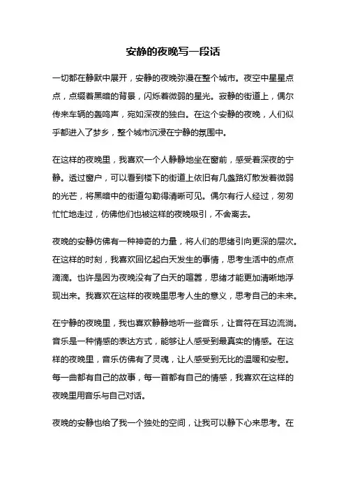 安静的夜晚写一段话