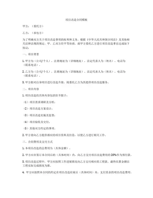 项目改造合同模板