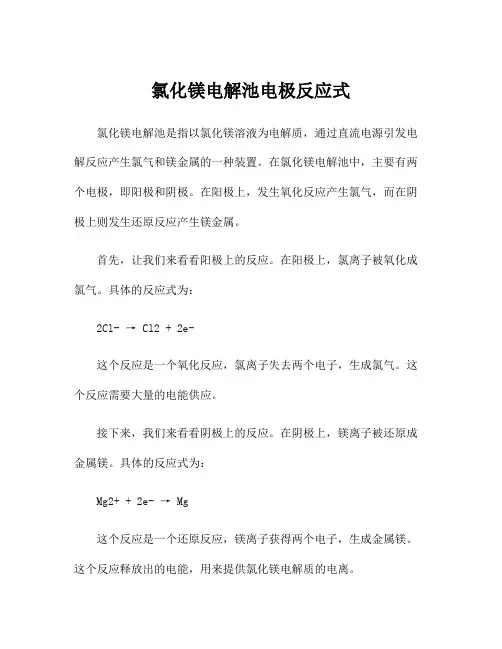 氯化镁电解池电极反应式