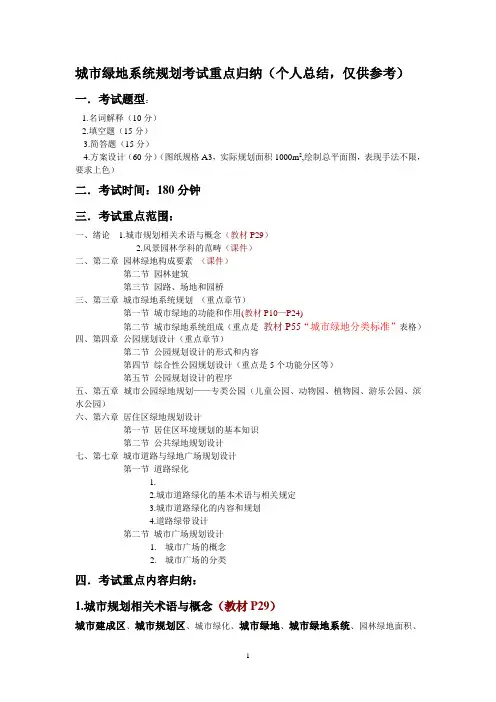 城绿地完整系统规划重点归纳