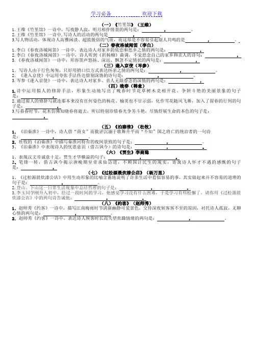 部编七年级下册古诗文理解性默写(完整版)