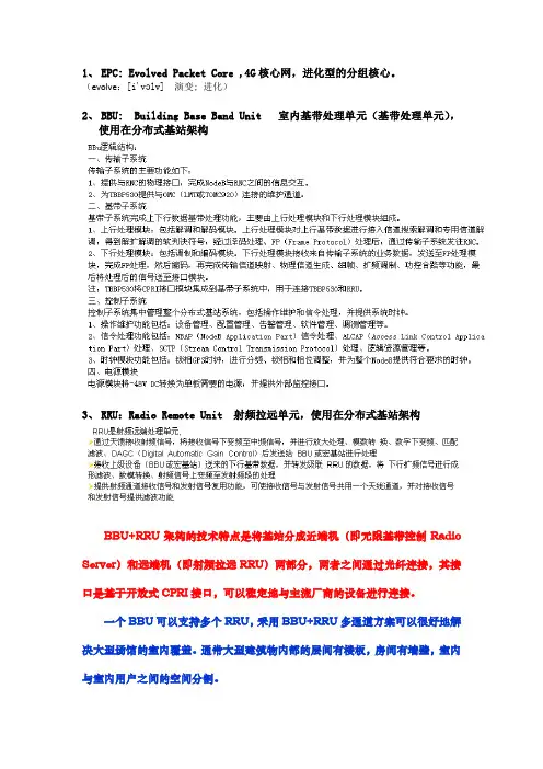 LTE中相关名词解释