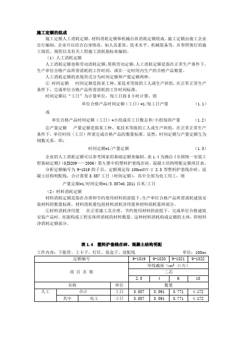 施工定额的组成