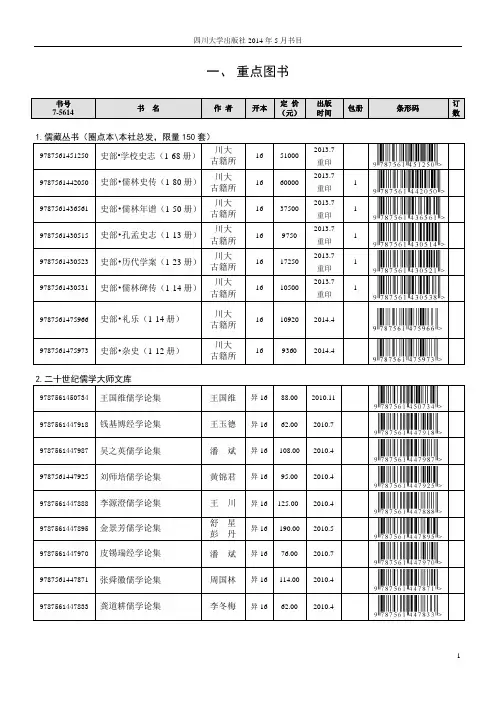 2014年5月 四川大学出版社总书目
