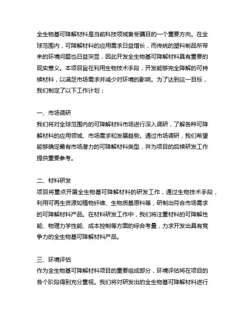 全生物基可降解材料项目名主题