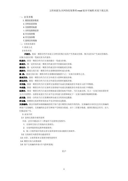 大连商品交易所业务简介