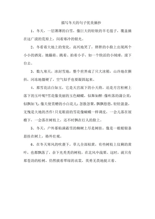 描写冬天的句子优美摘抄