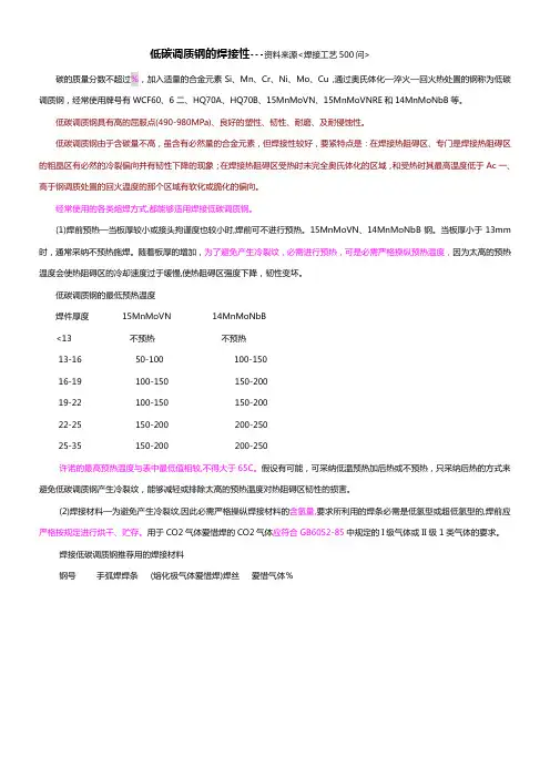 调质钢的焊接性