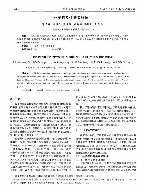 分子筛改性研究进展