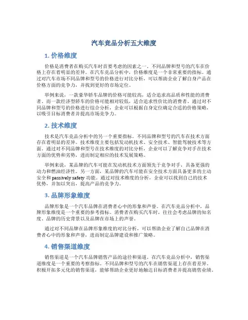 汽车竞品分析五大维度