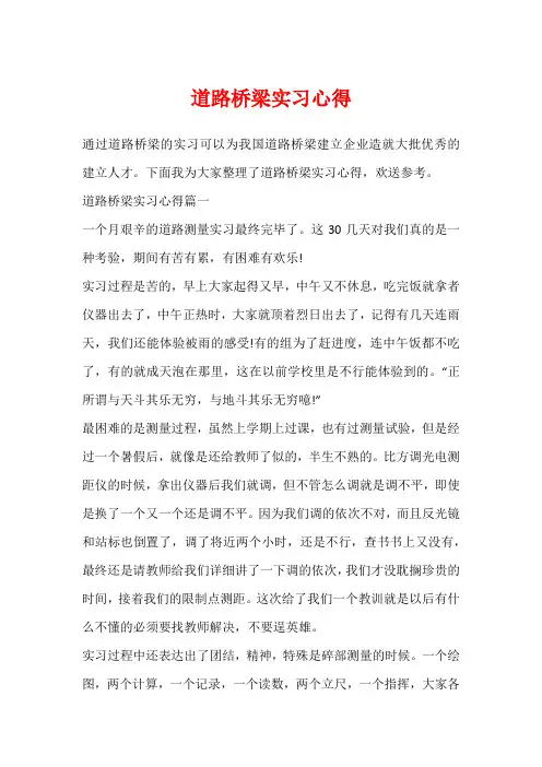 道路桥梁实习心得
