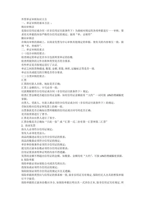外贸单证审核知识大全 