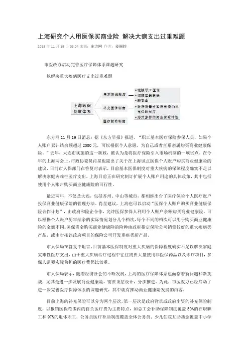 上海研究个人用医保买商业险-解决大病支出过重难题