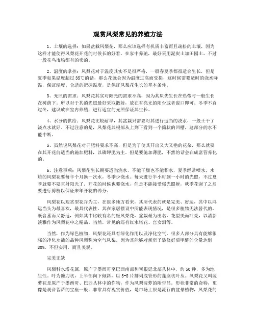 观赏凤梨常见的养殖方法