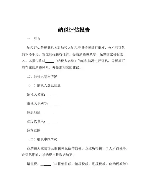 纳税评估报告