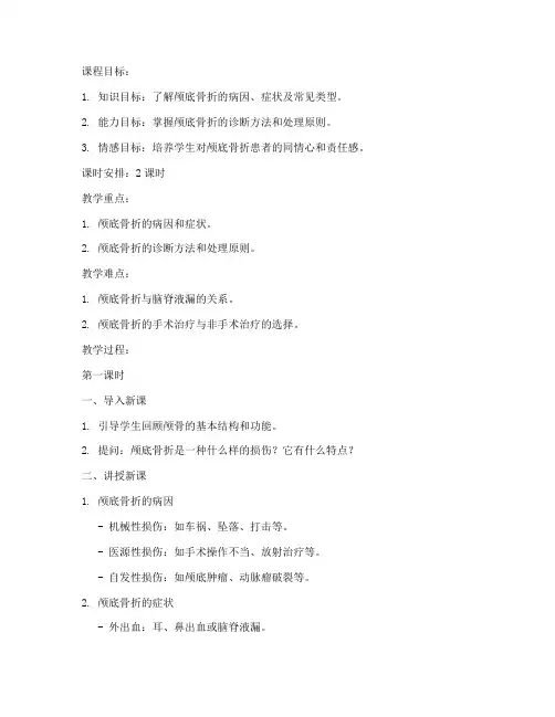 教案模板范文颅底骨折