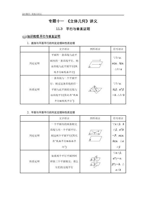 专题11 立体几何 11.3平行与垂直证明 题型归纳讲义-2022届高三数学一轮复习(解析版)