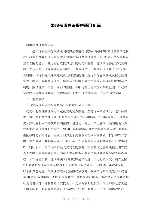 制度建设自查报告通用5篇