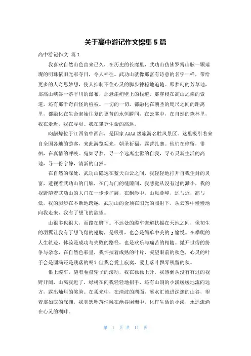 关于高中游记作文锦集5篇