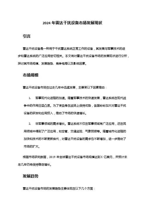 2024年雷达干扰设备市场发展现状