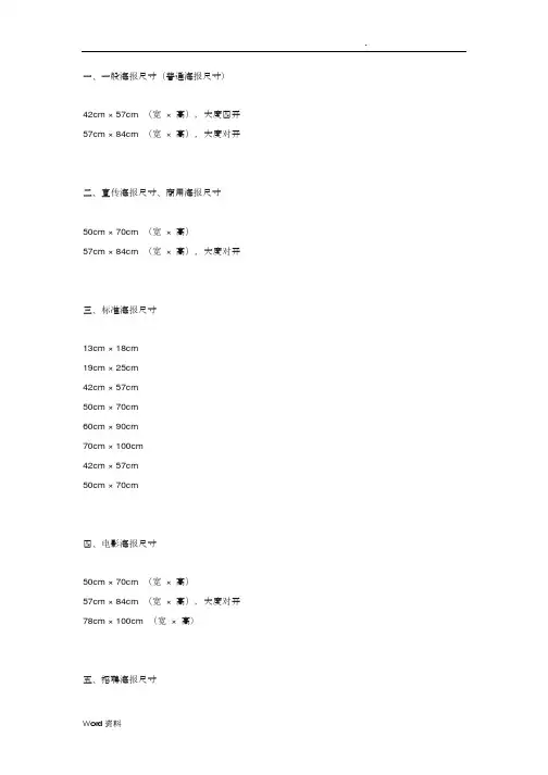 一、一般海报尺寸(普通海报尺寸)