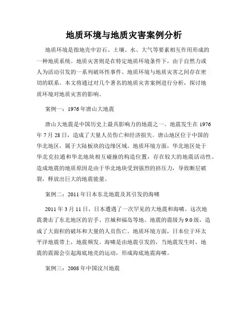 地质环境与地质灾害案例分析