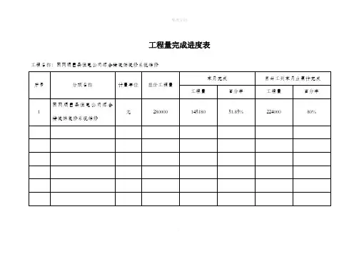 工程量完成进度表