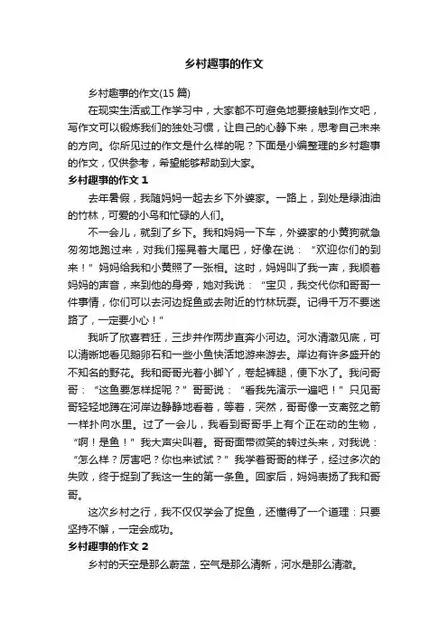 乡村趣事的作文（15篇）