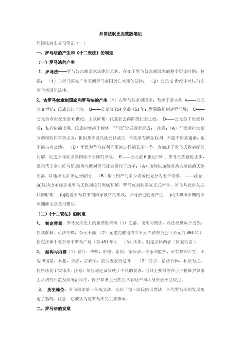 司考外国法制史完整版笔记