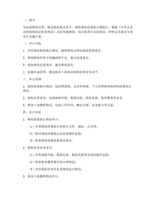 税务专项审计实施方案