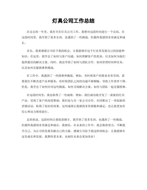 灯具公司工作总结