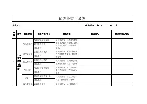 仪表检查记录表