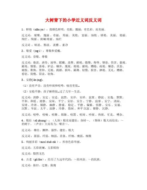 大树青下的小学近义词反义词