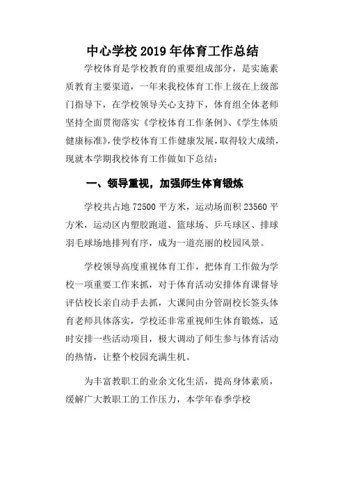 中心学校2019年体育工作总结