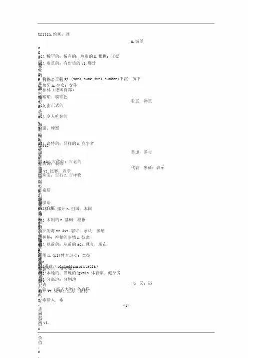 人教版高中英语必修二单词表