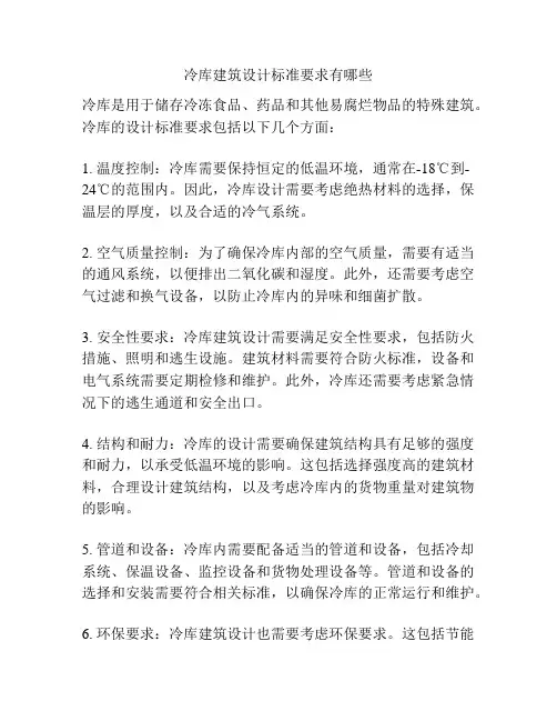 冷库建筑设计标准要求有哪些