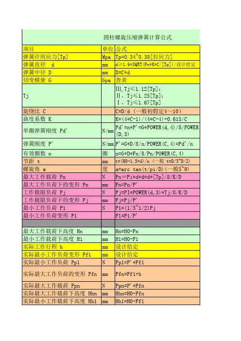 弹簧计算公式