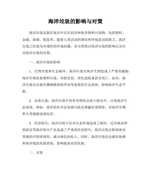 海洋垃圾的影响与对策