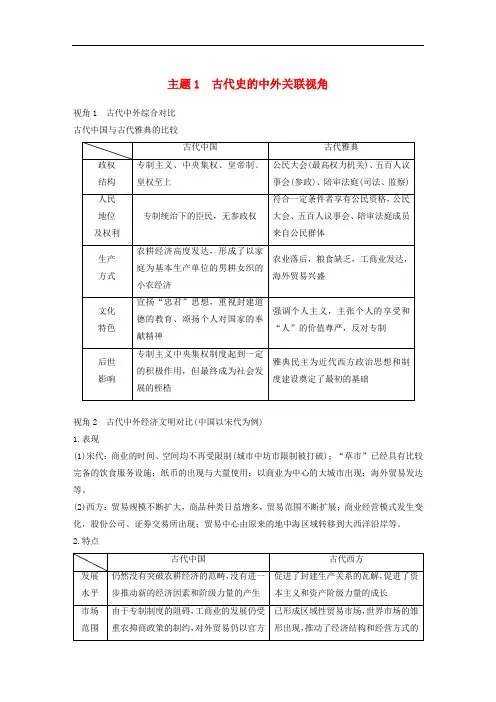 2020届高考历史二轮复习学案+训练： 专题五 中外关联视角 主题1 古代史的中外关联视角学案