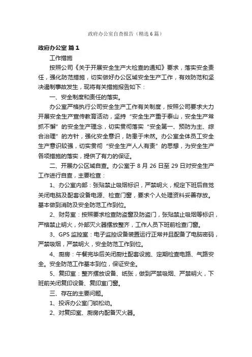 政府办公室自查报告（精选6篇）