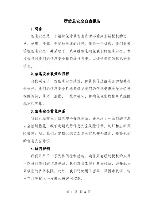 厅信息安全自查报告