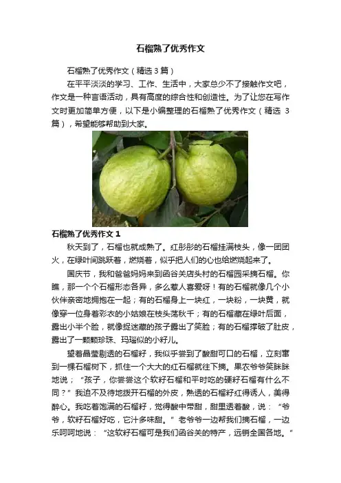石榴熟了优秀作文