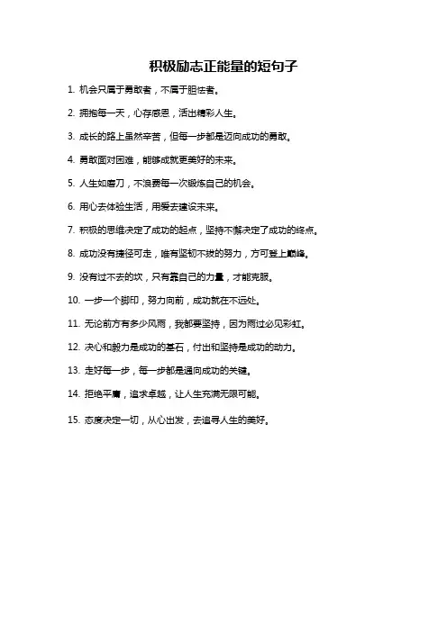 积极励志正能量的短句子