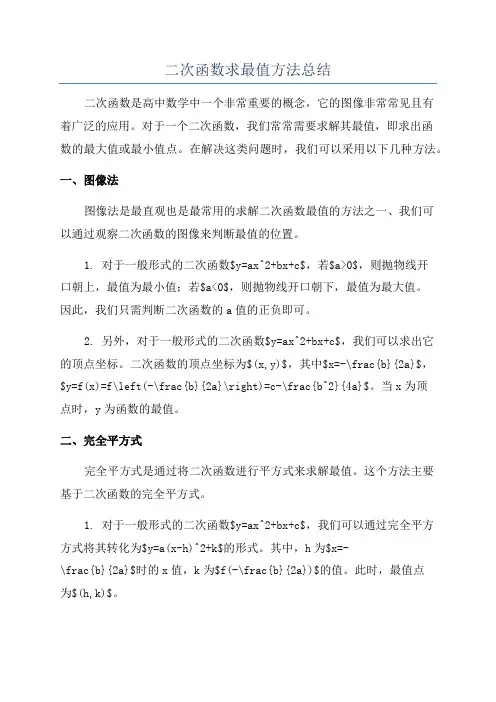二次函数求最值方法总结