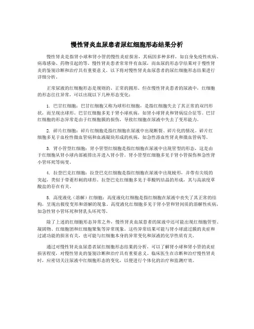 慢性肾炎血尿患者尿红细胞形态结果分析