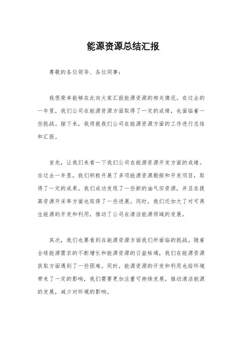 能源资源总结汇报