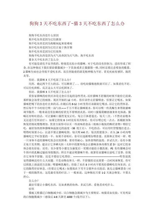 狗狗3天不吃东西了-猫3天不吃东西了怎么办