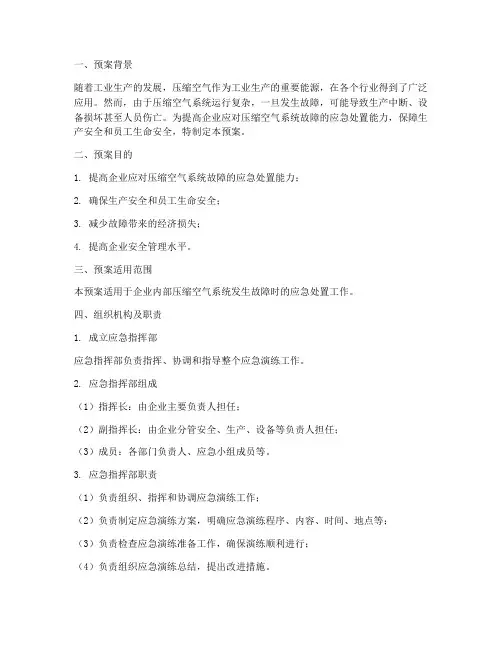 压缩空气应急演练预案范文