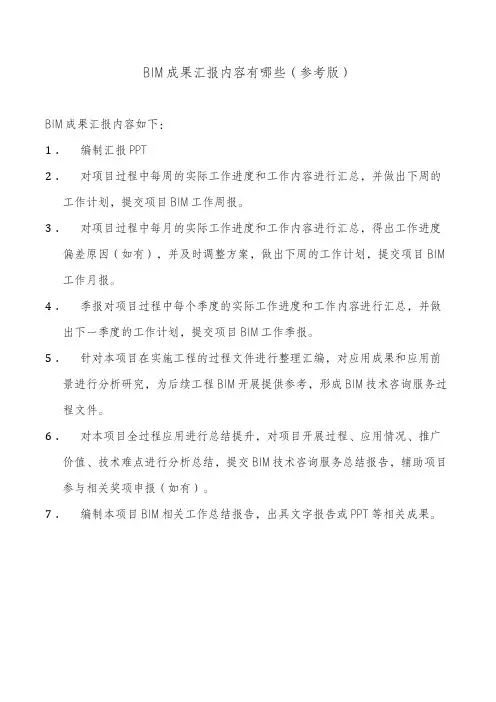 BIM成果汇报内容有哪些(参考版)